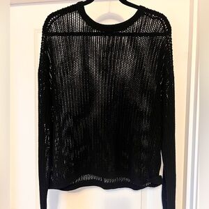 Uniqlo Black Open Knit Mesh Sweater Size Large